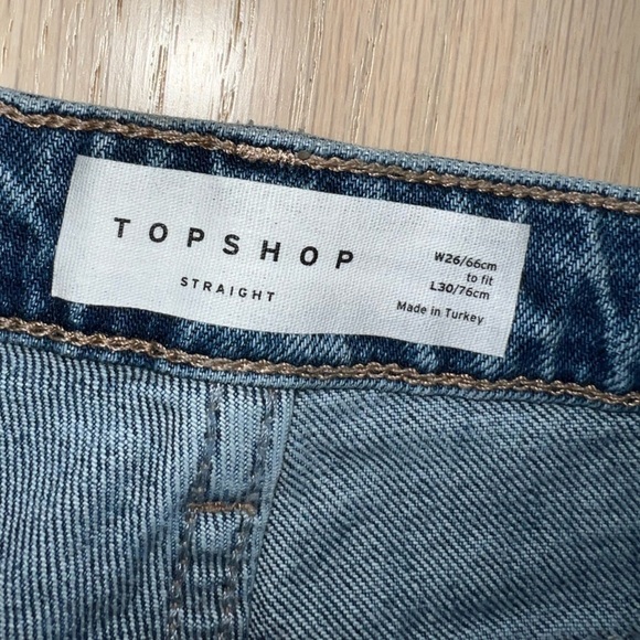Topshop Straight Distressed Medium Wash Jeans Size 26 - Picture 3 of 5